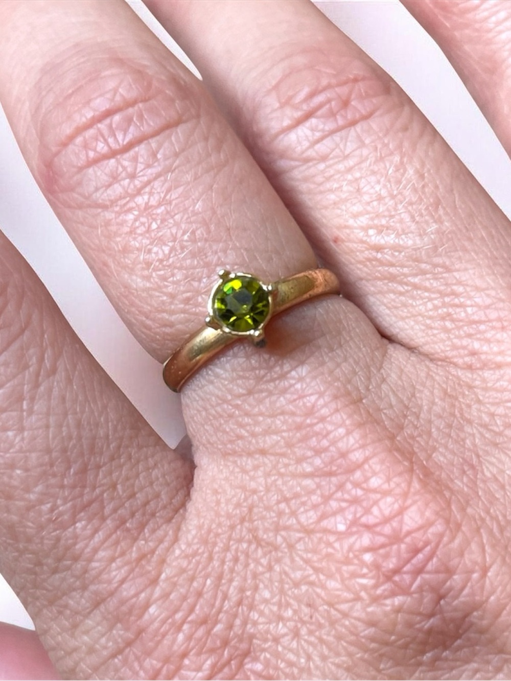 Sarah Coventry Gold-Tone Ring with Olive Green Stone